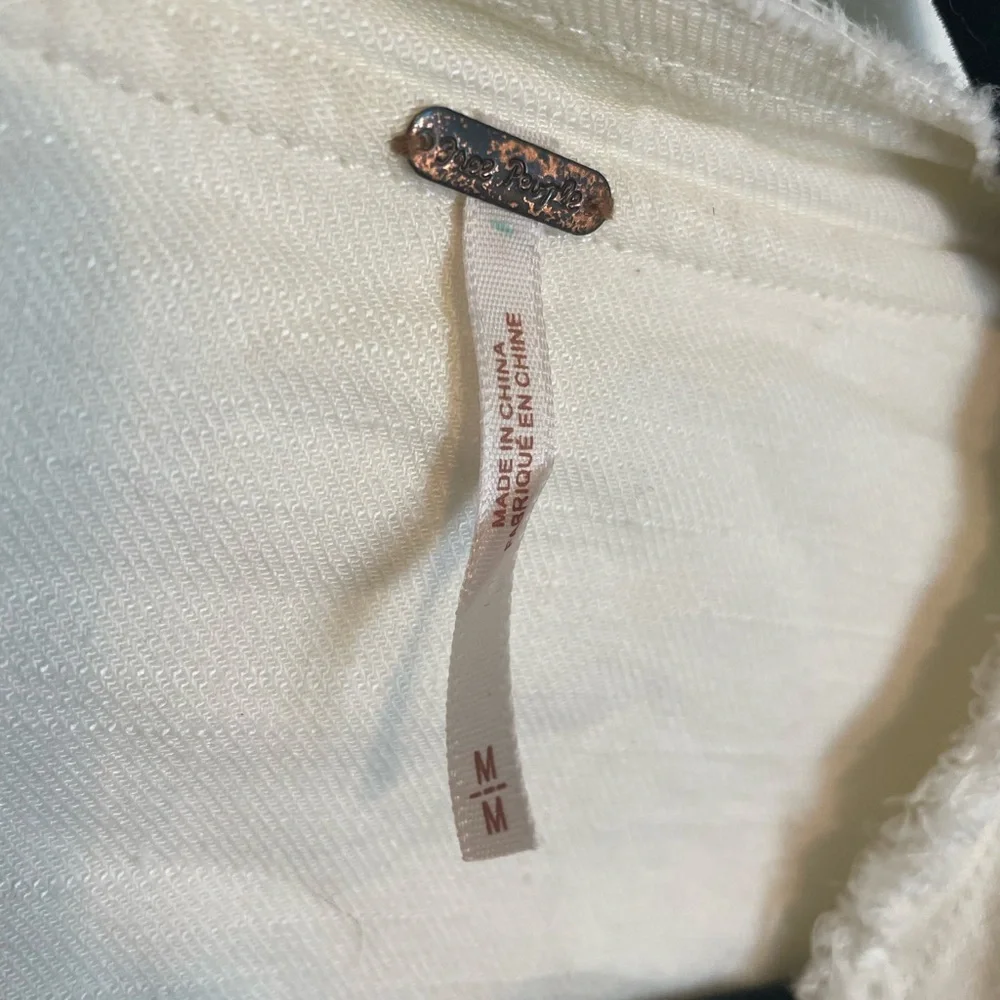 Free People Women’s Linen Blend Open Waterfall Front Drape Blazer Jacket M - Picture 2 of 4